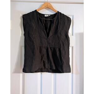 AG Adriano Goldschmied Blouse Tensile/Linen Black Women's Small NWT